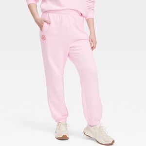 Roller Rabbit x Target Women Light Pink Sweatpant Embroidered Logo Joggers L NWT